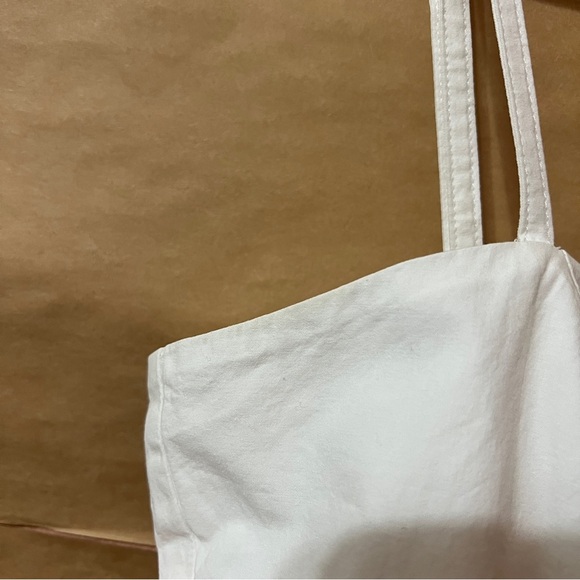 Ciao Lucia | Tuva Top Peplum Ruffle Crop Top Smocked Tank Cotton White Size S - Picture 6 of 12